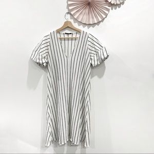 Zara striped dress with puff sleeves